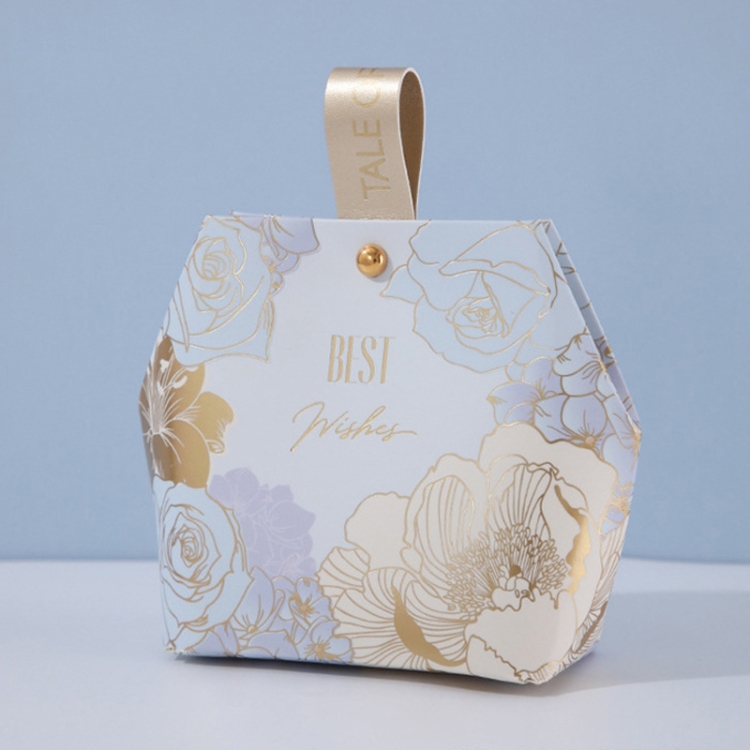 

10PCS Wedding Supplies Wooden Ring Portable Wedding Gift Candy Box, Style: Blue+PU Hand(Large)