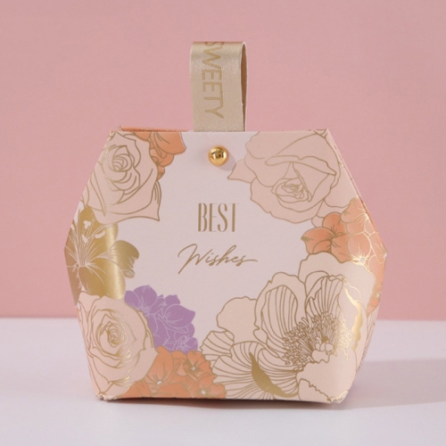 

10PCS Wedding Supplies Wooden Ring Portable Wedding Gift Candy Box, Style: Peach Pink+PU Hand(Large)