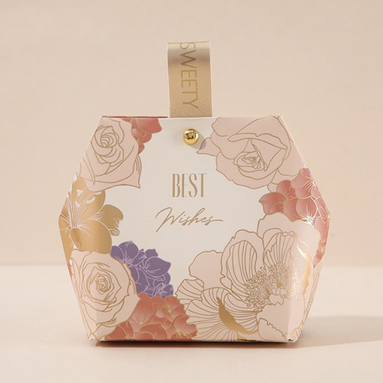 

10PCS Wedding Supplies Wooden Ring Portable Wedding Gift Candy Box, Style: Champagne+PU Hand(Large)