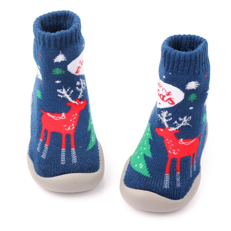 

D2293 Children Cartoon Christmas Floor Socks Non-slip Shoes, Size: 20-21(Blue Elk)