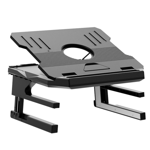 

Double Layer Foldable Lift Laptop Stand Aluminum Computer Heightening Bracket(Black)