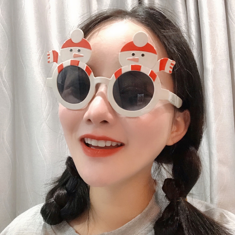 

2 PCS Christmas Weird Glasses Personalized Christmas Hair Clip, Color: Scarf Snowman