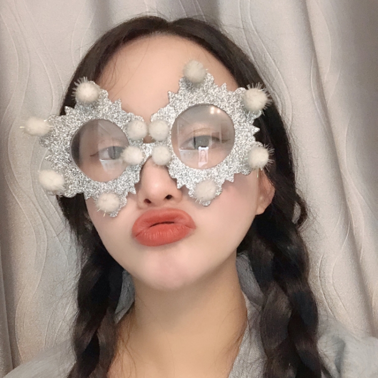 

2 PCS Christmas Weird Glasses Personalized Christmas Hair Clip, Color: Silver Glitter Snowflake
