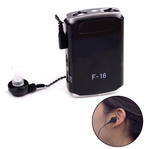 F-16 Pocket High Power Wired Box Mini audífono Amplificador de sonido Receptor (Negro)