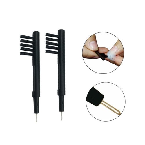 

2 PCS 3 In 1 Hearing Aid Cleaning Brush with Wax Loop and Battery Magnet(Black)