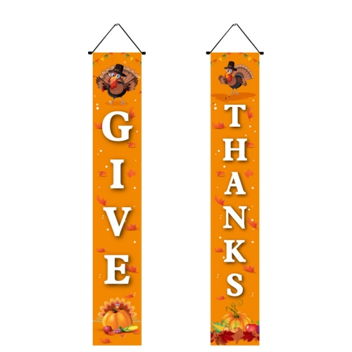 

30 x 180cm Thanksgiving Day Couplet Decoration Porch Hanging Flag(Turkey Give Thanks)