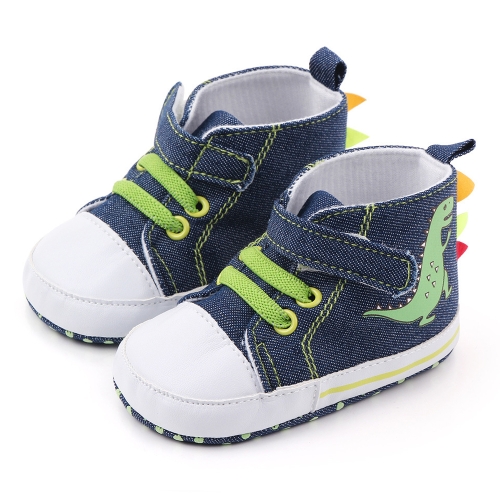 

D2399 High Top Canvas Cartoon Dinosaur Small Wave Shoes Cloth Soles Walking Shoes, Size: 11cm(Denim Blue)