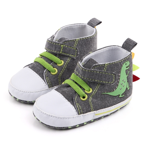 

D2399 High Top Canvas Cartoon Dinosaur Small Wave Shoes Cloth Soles Walking Shoes, Size: 11cm(Grey)