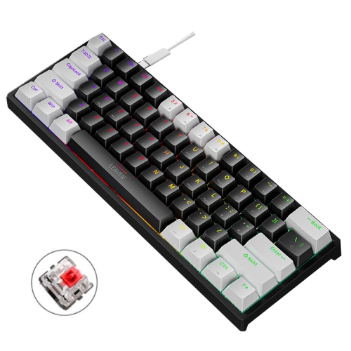 

LEAVEN K620 61 Keys Hot Plug-in Glowing Game Wired Mechanical Keyboard, Cable Length: 1.8m, Color: White Black Red Shaft