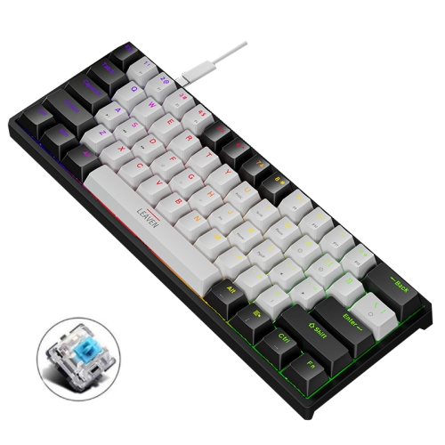 

LEAVEN K620 61 Keys Hot Plug-in Glowing Game Wired Mechanical Keyboard, Cable Length: 1.8m, Color: Black White Green Shaft