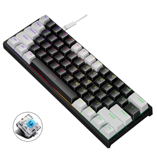 

LEAVEN K620 61 Keys Hot Plug-in Glowing Game Wired Mechanical Keyboard, Cable Length: 1.8m, Color: White Black Green Shaft