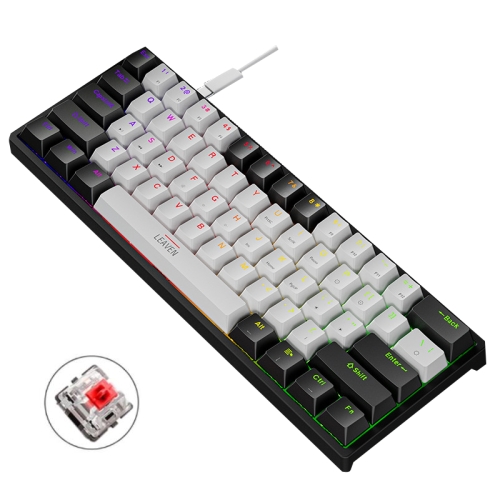 

LEAVEN K620 61 Keys Hot Plug-in Glowing Game Wired Mechanical Keyboard, Cable Length: 1.8m, Color: Black White Red Shaft
