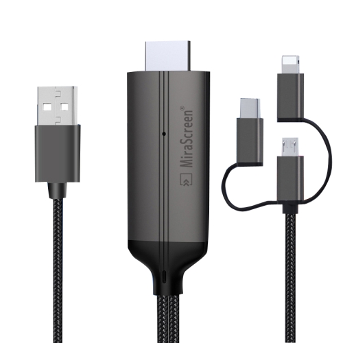 

LD36 8 Pin + Micro USB + Type-C / USB-C to HDMI 1080P HDTV Dongle Cable, Plug And Play HDMI With Screen Plug And Play