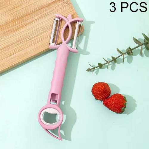 

3 PCS 7 In 1 Multifunctional Peeling Bottle Opener Peeler Grater Can Opener(Purple)