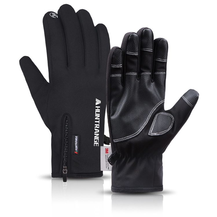 

HUNTRANGE A023 Outdoor Waterproof Sports Riding Velvet Touch Screen Gloves, Size: M(Black)