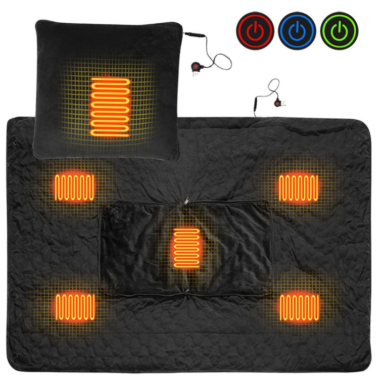 

Portable USB Smart Heating Multifunctional Pillow Electric Heating Blanket, Free Size(Black)