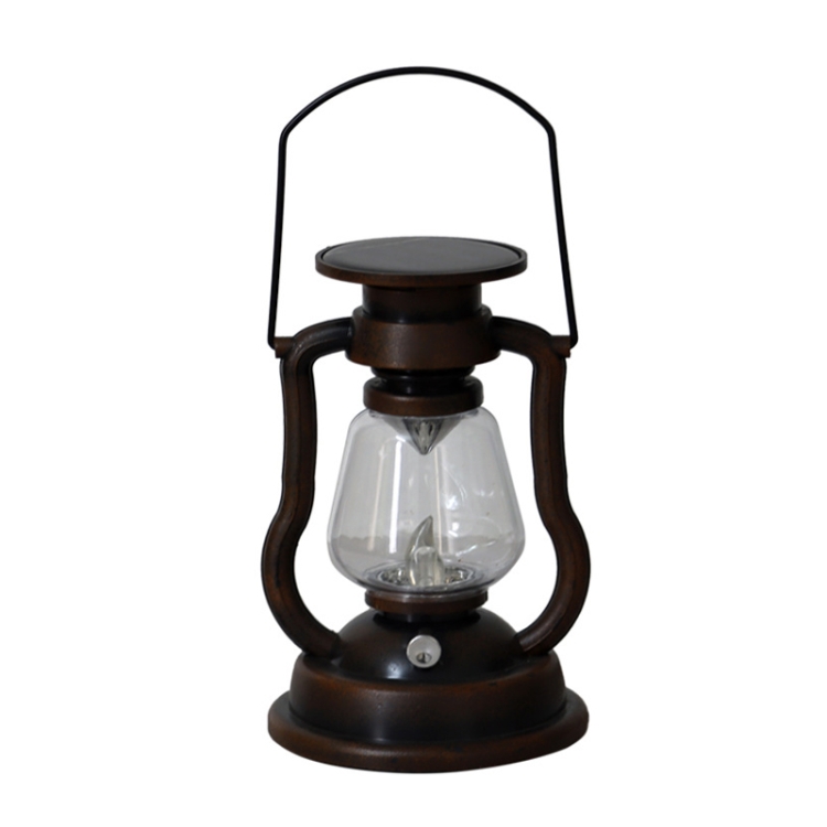 

200802 Retro Solar Kerosene Lamp Shape Handheld Lamp Home Decor Flame Lamp(Rusty)