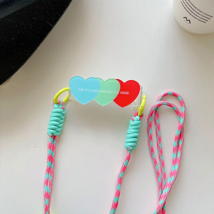 

Heart Phone Lanyard Back Clip Girls Crossbody Phone Strap clip(Fancy Rope+Lile Clip)