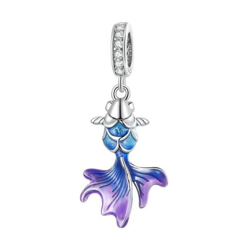 

BSC684 Blue Fish DIY Pendant 925 Silver Beaded Accessories