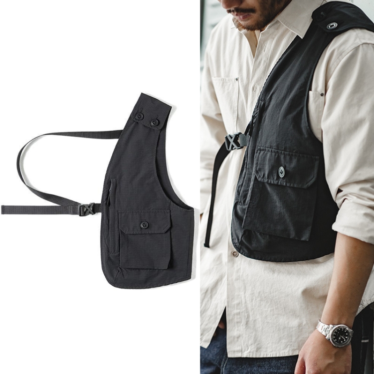 

Maden TS2207636 Single Edge Adjusted And Stacked Through Sleeveless Shoulder Pocket Male Autumn Vest, Size: Free Code(Carbon Black)
