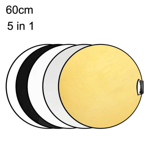 

Selens 5 In 1 (Gold / Silver / White / Black / Soft Light) Folding Reflector Board, Size: 60cm Round