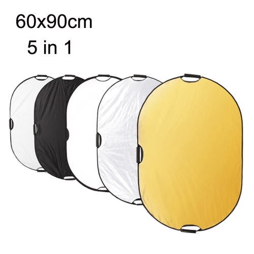 

Selens 5 In 1 (Gold / Silver / White / Black / Soft Light) Folding Reflector Board, Size: 60x90cm