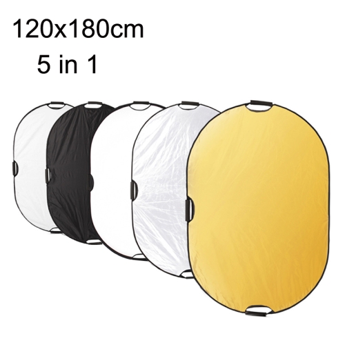 

Selens 5 In 1 (Gold / Silver / White / Black / Soft Light) Folding Reflector Board, Size: 120x180cm