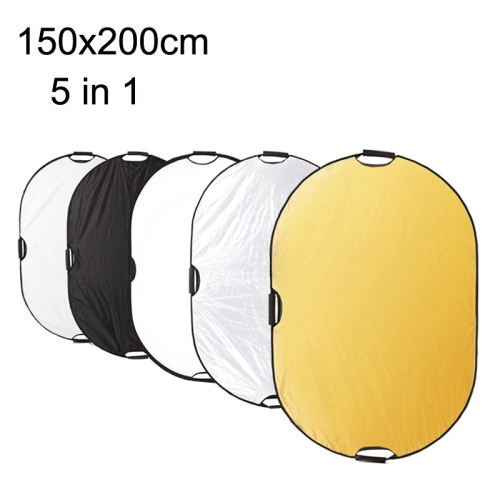 

Selens 5 In 1 (Gold / Silver / White / Black / Soft Light) Folding Reflector Board, Size: 150x200cm