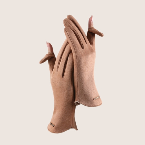 

Touch Screen Plus Velvet Keep Warm Riding Gloves, Size: One Size(Women Camel)