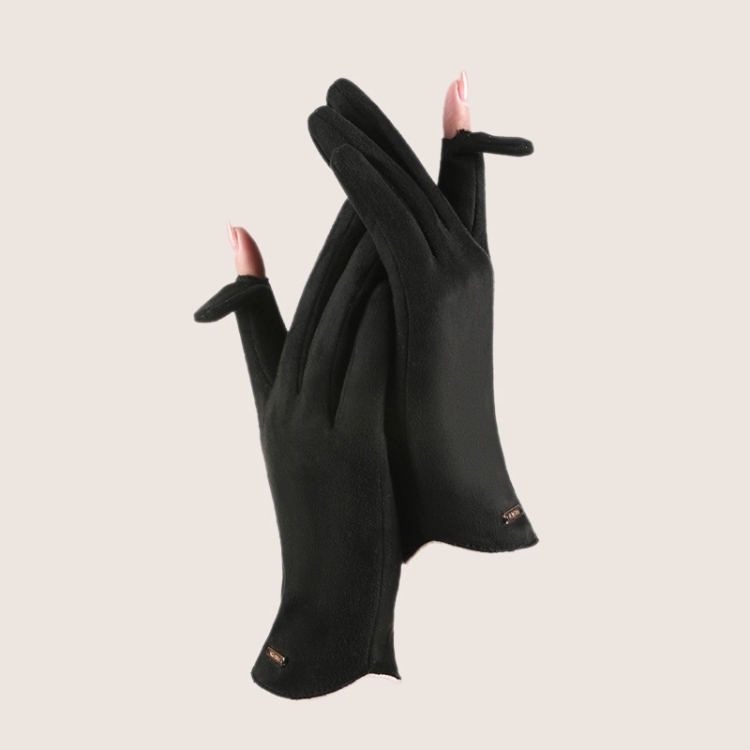 

Touch Screen Plus Velvet Keep Warm Riding Gloves, Size: One Size(Women Black)