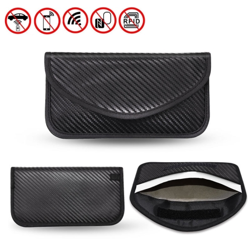 

Carbon Fiber Signal Shielding Bag Radiation-proof RFID Phone Key Bag 20 x 10cm(Black)