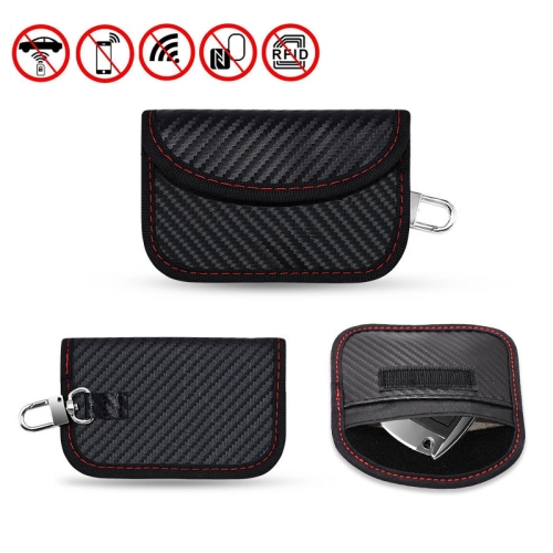 

Carbon Fiber RFID Card Case Radiation-Proof Car Key Signal Shielding Bag 10.5 x 6.5cm