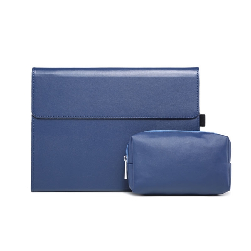 

For Microsoft Surface Pro 9 Tablet Protective Case Holder(Microfiber Lambskin Texture Blue Case + Power Supply Bag)