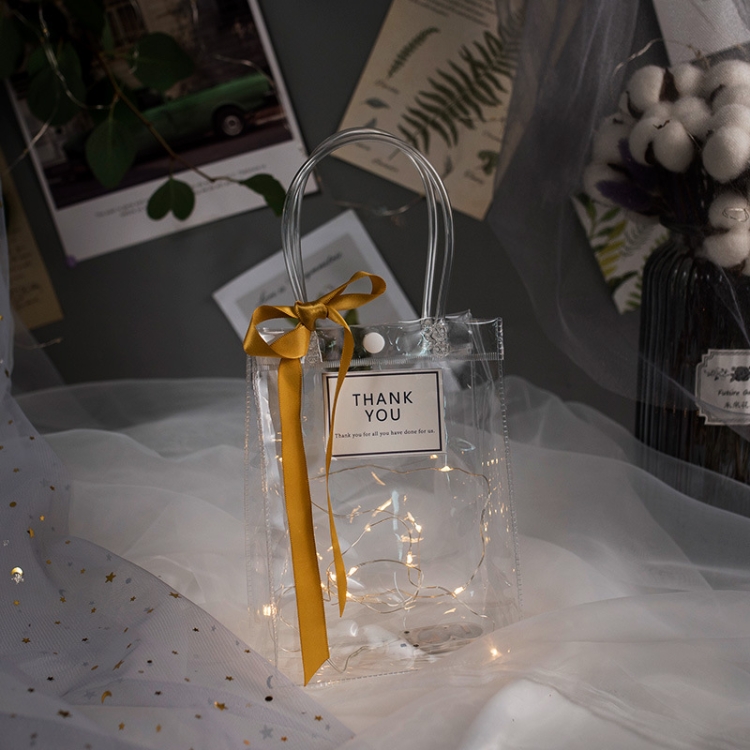 

3 PCS PVC Transparent Handbag Wedding Candy Bag With 1m Light Champagne, Size: Large