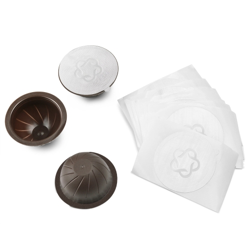 

ICafilas Coffee Capsule Shell For Nespresso Vertuo Plus ENV 135/Vertuo ENV 150/BNV450WHT1BUC1, Color: 3 Brown Cups+60 Aluminum Foil