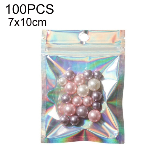 

100PCS Laser Self-sealing Packaging Bag Data Line Aluminum Foil Plastic Bag , Size: 7x10cm