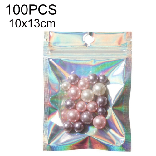 

100PCS Laser Self-sealing Packaging Bag Data Line Aluminum Foil Plastic Bag , Size: 10x13cm