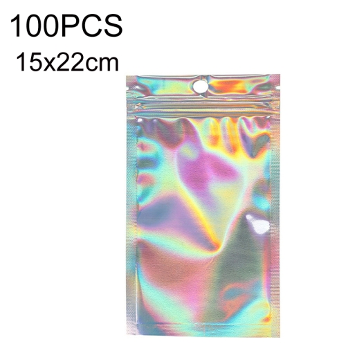 

100PCS Laser Self-sealing Packaging Bag Data Line Aluminum Foil Plastic Bag , Size: 15x22cm