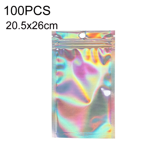 

100PCS Laser Self-sealing Packaging Bag Data Line Aluminum Foil Plastic Bag , Size: 20.5x26cm