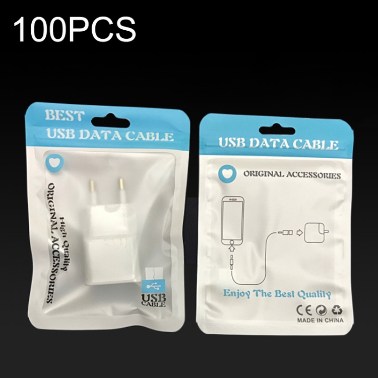 

100PCS XC-0014 USB Data Cable Packaging Bags Pearl Light Ziplock Bag, Size: 10.5x15cm (Blue)