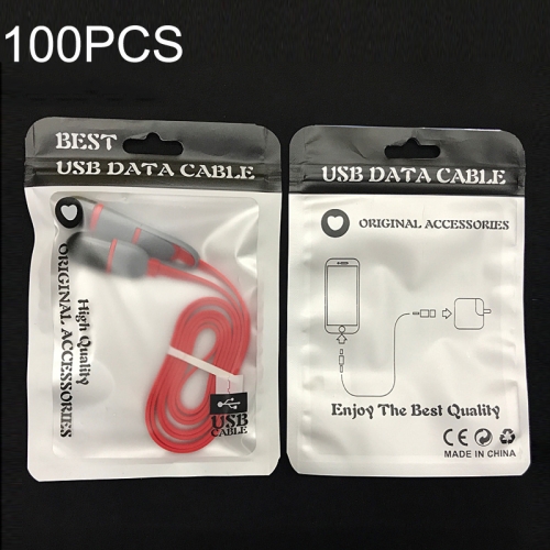 

100PCS XC-0014 USB Data Cable Packaging Bags Pearl Light Ziplock Bag, Size: 10.5x15cm (Black)