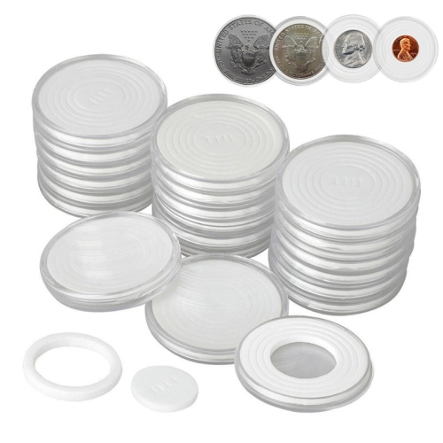 

100 PCS 46mm Adjustable Commemorative Coin Collection Box With Inner Cushion