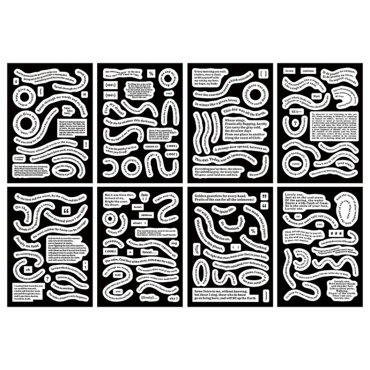 

3 Sets Handbook DIY Vintage Text Sticker Material Pack(Curve)