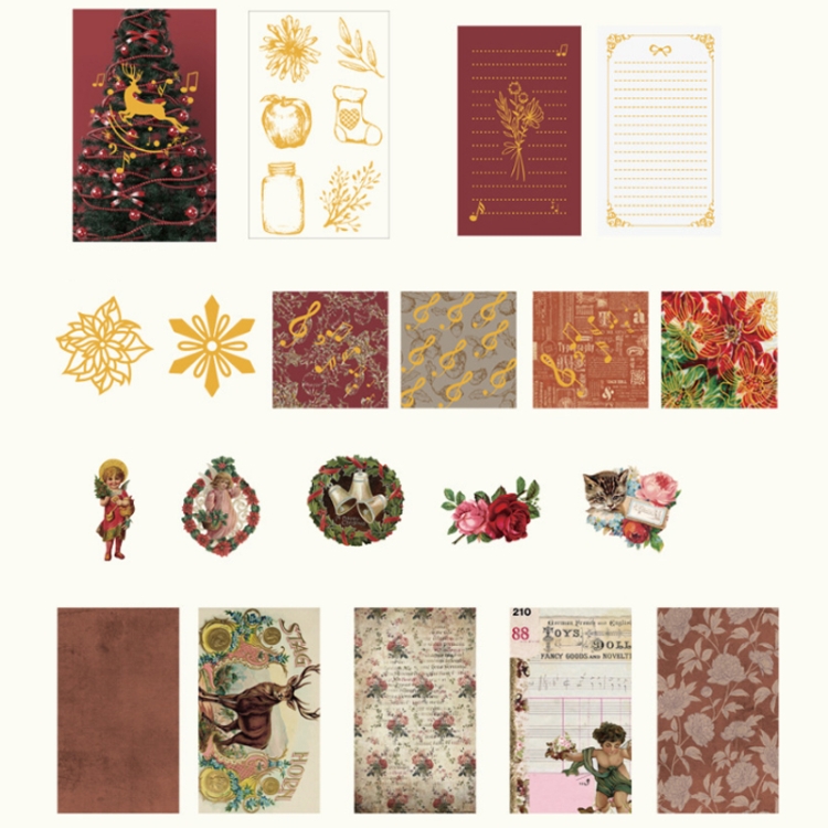 

2 Sets Christmas Medallion Sticker With Foil Seal Handbook Material Pack(Christmas Round Dance Music)
