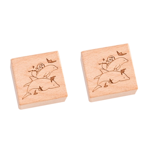 

2PCS Vintage Beech Combination Set Seal Animal Ledger Decorative Tools, Style: White Dolphin