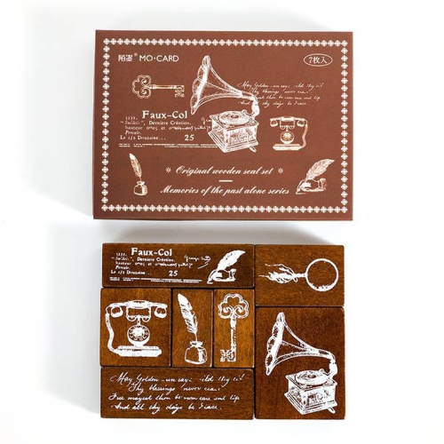 MOCARD 7 In 1 Wooden Stamp Set Handbook DIY Material(Floating)