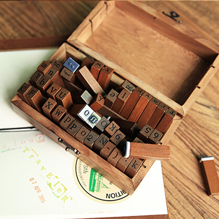 

70 PCS / Box Wooden Numbers + English Letters Seal