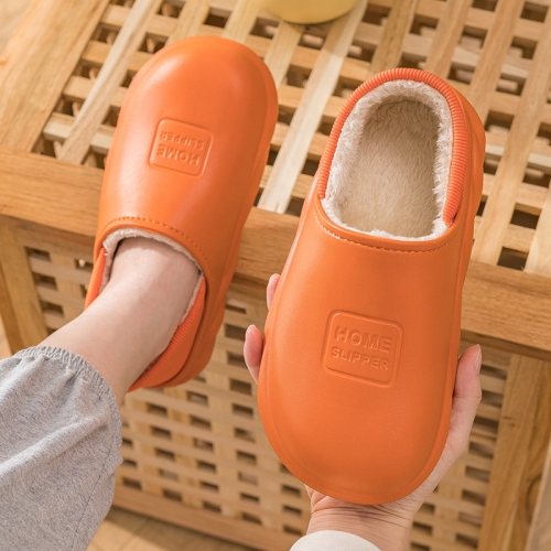 รองเท้าแตะผ้าฝ้ายกันน้ำหนากำมะหยี่อบอุ่นฤดูหนาว, สี: คาราเมล 599(40-41)
