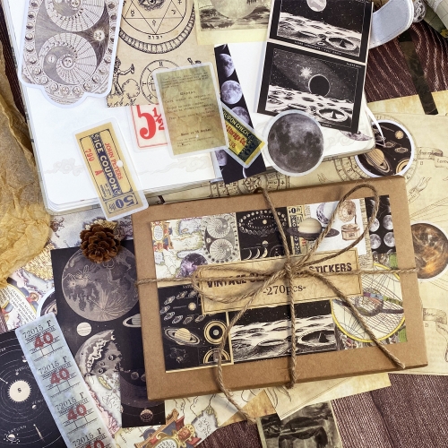 

270 In 1 Handbook Collage Material Vintage Cosmic Astronomy Boxed DIY Starry Sky Stickers(SH002)