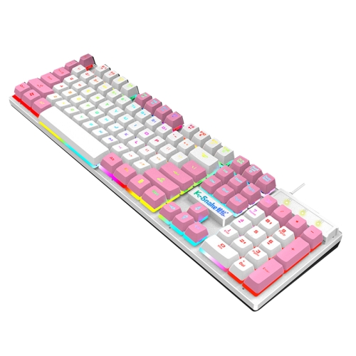 

K-Snake K4 104 Keys Glowing Game Wired Mechanical Keyboard, Cable Length: 1.5m, Style: White Pink Square Key